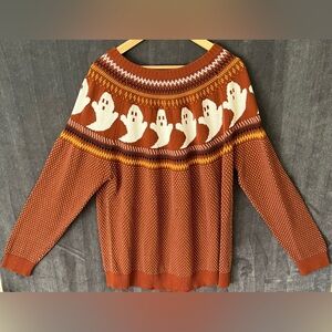 Modcloth You've Been Ghosted Rust Fair Isle Sweater 3x
